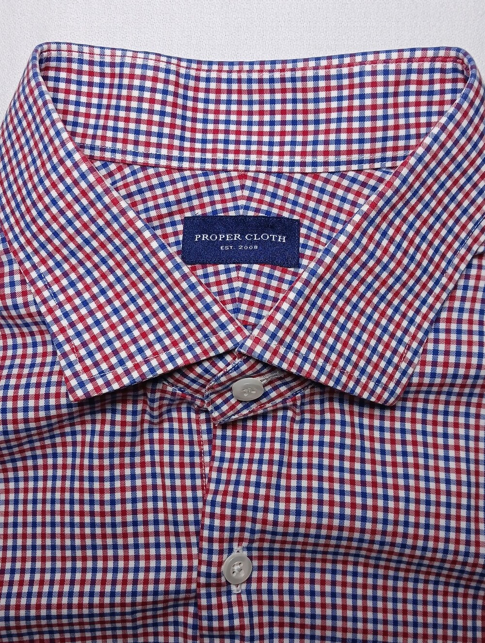 Proper Cloth Mens Button Up Gingham Shirt 3XL Jersey Cotton Blue White Red